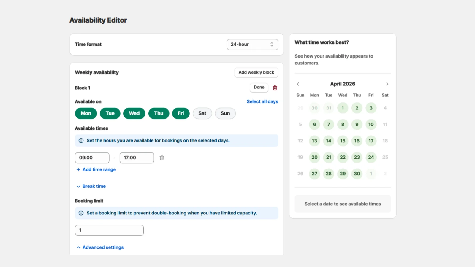 Availability Editor Redesign