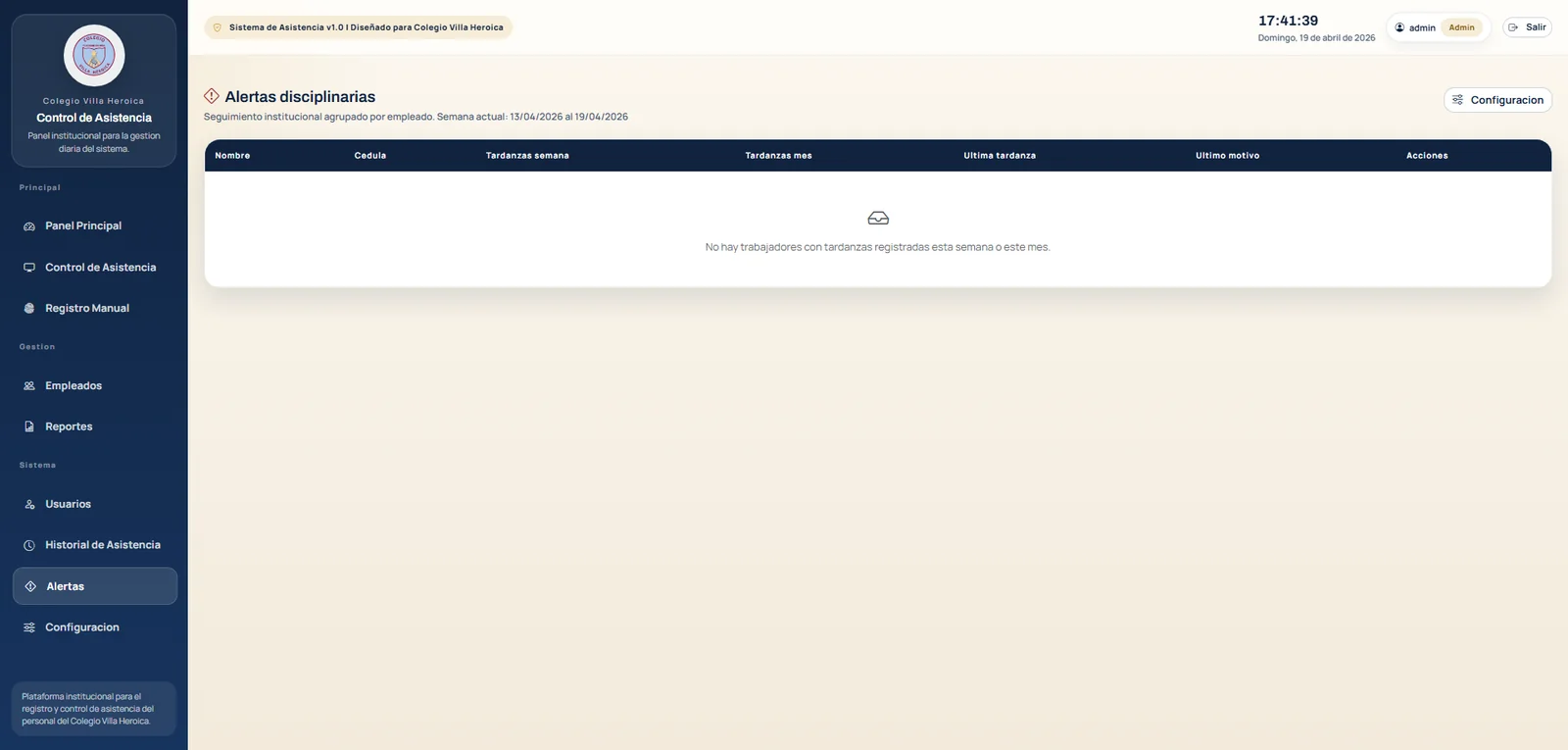 Tardiness alert configuration and history