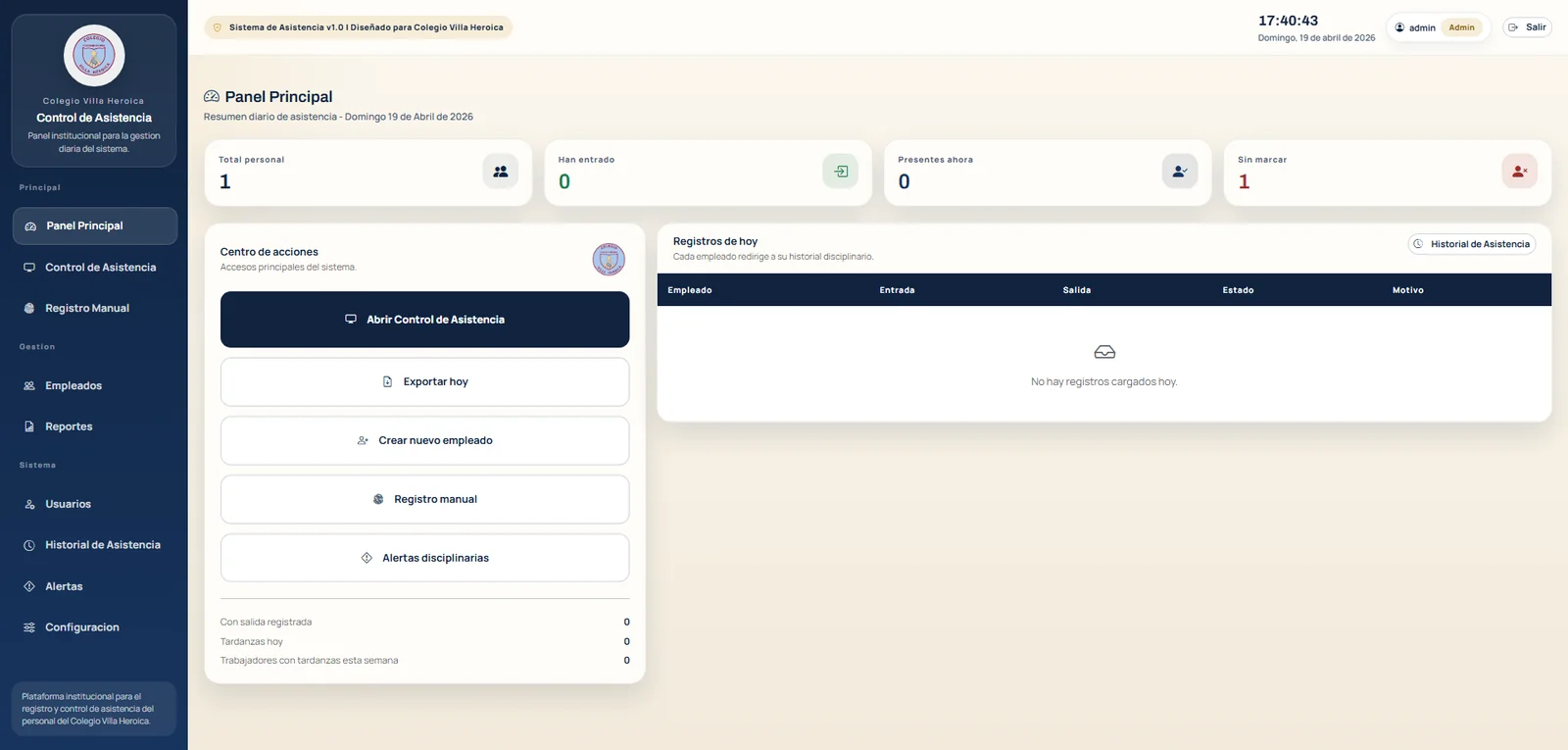 Attendance dashboard with daily overview